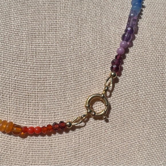 Natural Gemstone Beaded Necklace with 14kt solid gold clasp - Picture 4 of 15